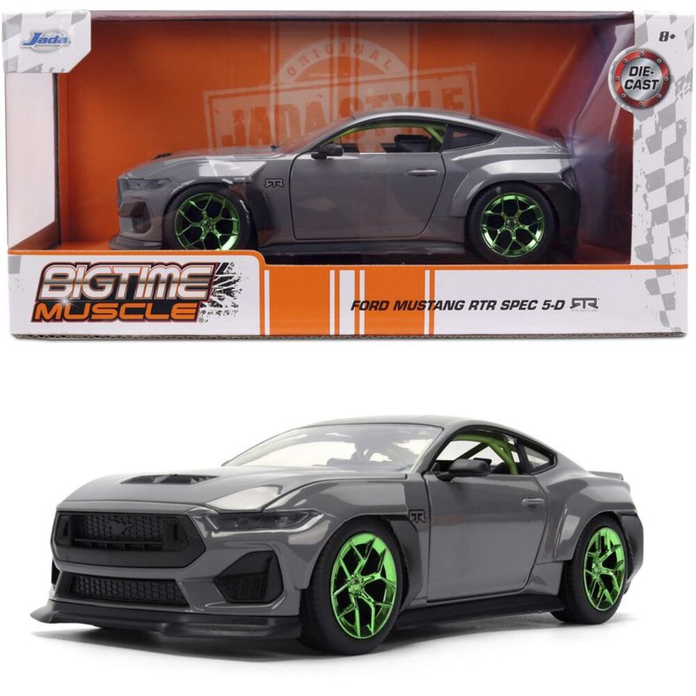 Big Time Muscle - 1:24 2024 Mustang RTR Spec Glossy Gray Die-Cast Car